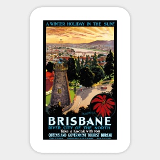 Vintage Travel Poster Brisbane Australia Sticker